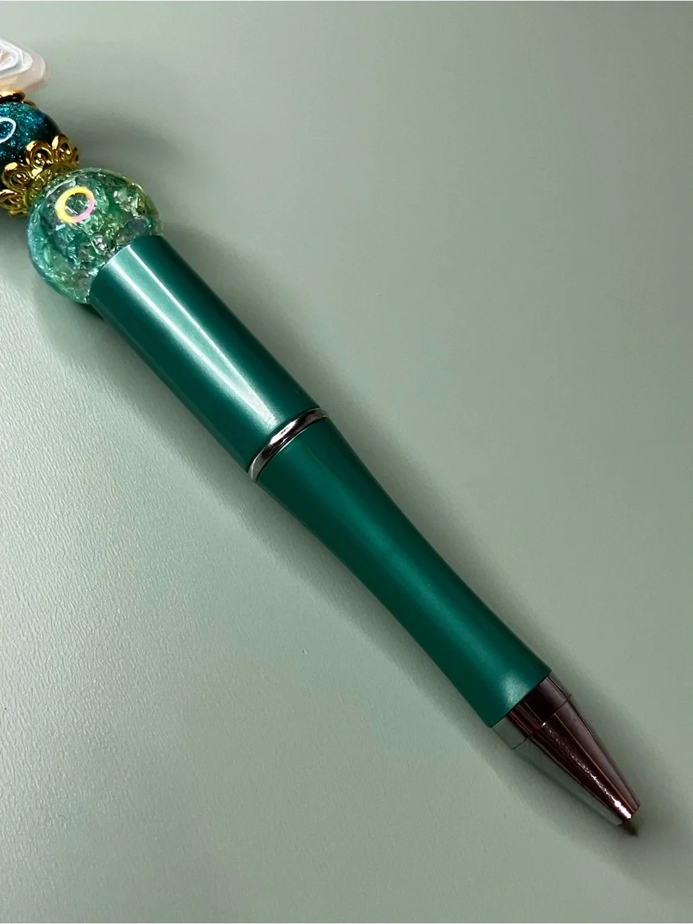Bubble Fairy Star Handmade Green Beaded Pen